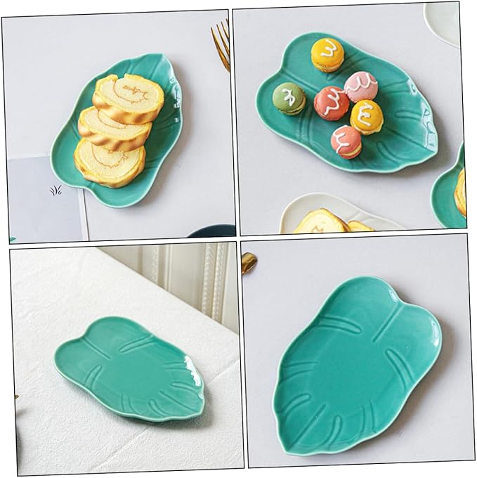 Ciieeo Ceramic Leaf Plate Decorative Dinnerware Simple Design for Dessert Appetizers Snacks Oven Safe Easy to Clean
