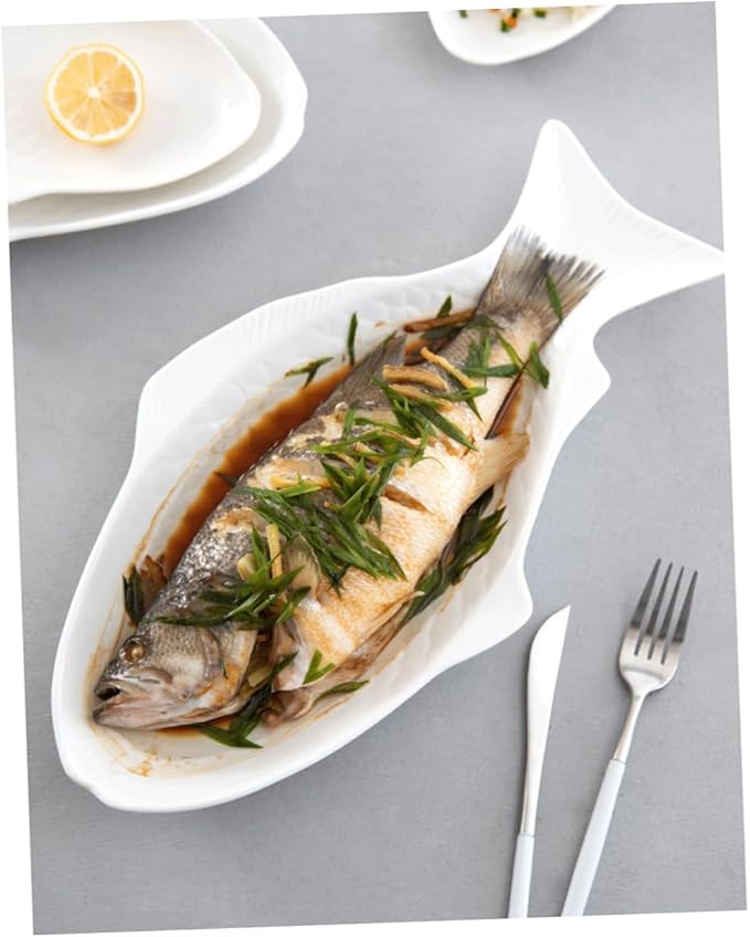 Zerodeko Ceramic Fish Shaped Dish Creative Plate for Snack Storage Unique Design for Home and Restaurant Use Eye-catching Serving Tray for Parties and Gatherings