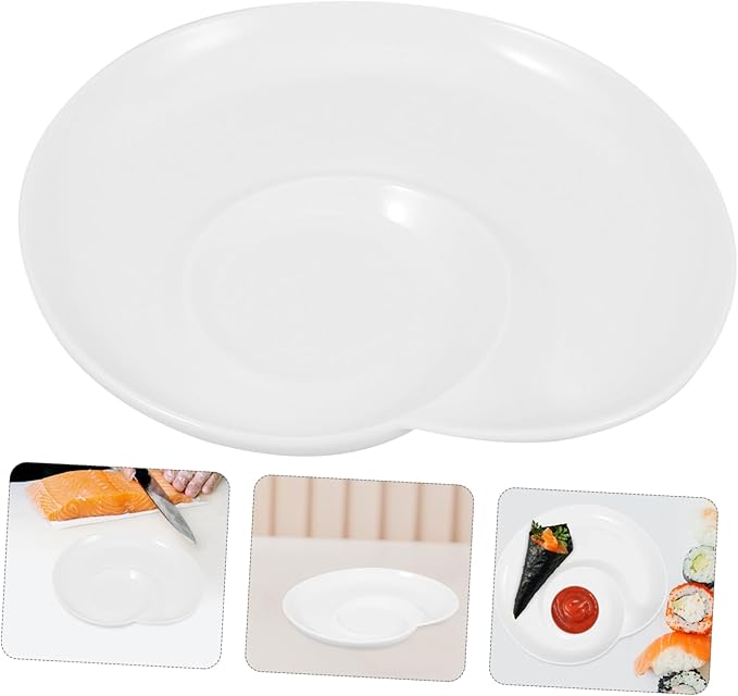 Divided Dumpling Plate Elegant Ceramic Breakfast Plate with Sauce Section for Appetizers Sushi and Dips for Home Restaurants and Buffets
