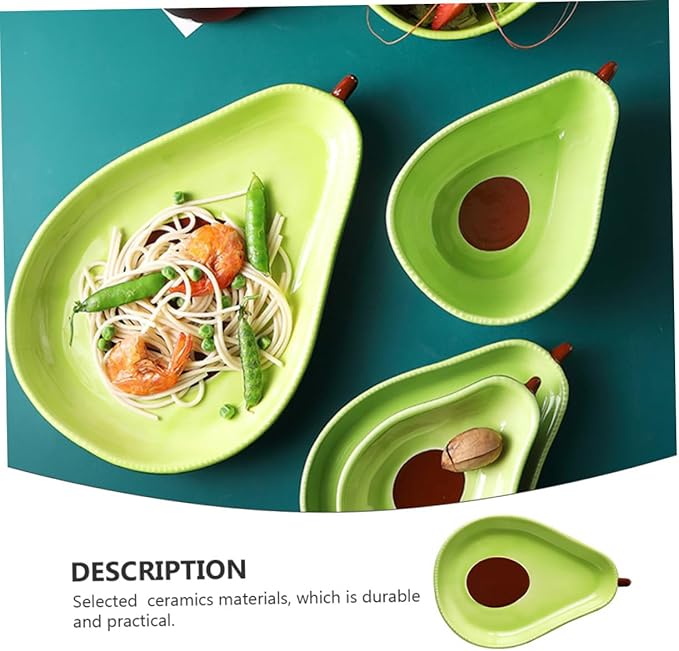 Avocado Shape Ceramic Plate Medium Crack Resistant Fruit Serving Platter Appetizer Dish for Parties Family Gatherings Weddings Lightweight Food Container