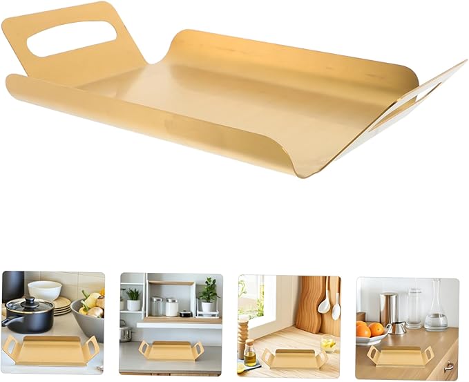 Garneck Stainless Steel Cake Serving Tray Rectangular Portable Snack Tray for Buffet Tea Party Wedding