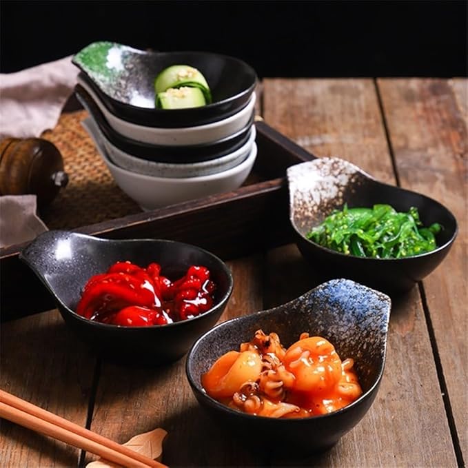 Appetizer Plates Ceramic Dipping Bowls Sauce Dishes with Handle Snack Bowls for Sauce Soy Sushi for Condiment