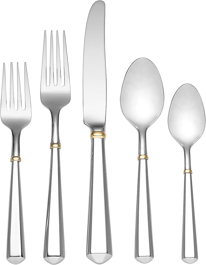 Kate Spade New York Todd Hill Gold 5-Piece Flatware Set, 0.85 LB, Metallic