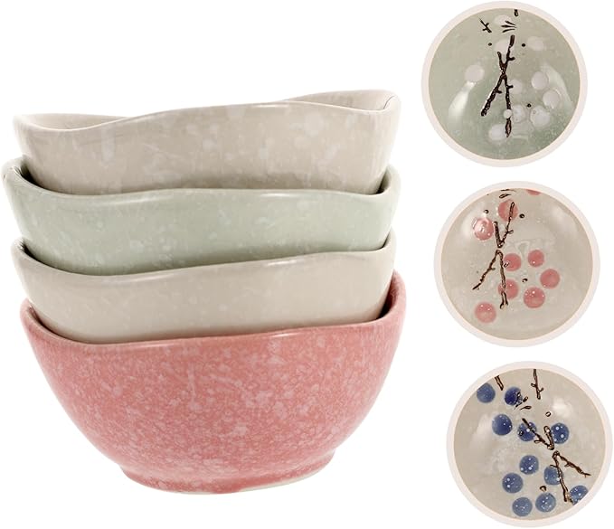 OUNONA 4pcs Japanese Style Soy Sauce Plates Food Grade Ceramic Seasoning Dishes for Appetizers Parties and Picnics for Ketchup Honey Mustard and Sauces