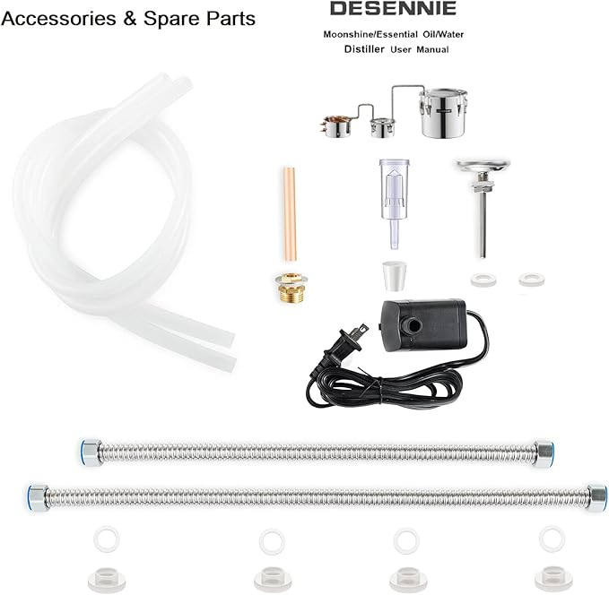 Distilling Kit Shine Still Home Brewing Distillery Kit 5 Gallon with Stainless Pot and Thumper Water Pump Copper Coil for Wine Making DIY Whisky Brandy Vodka