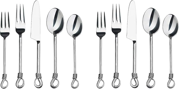 Silverware Twist Collection Polished Stainless Steel Flatware Set (Set of 2)