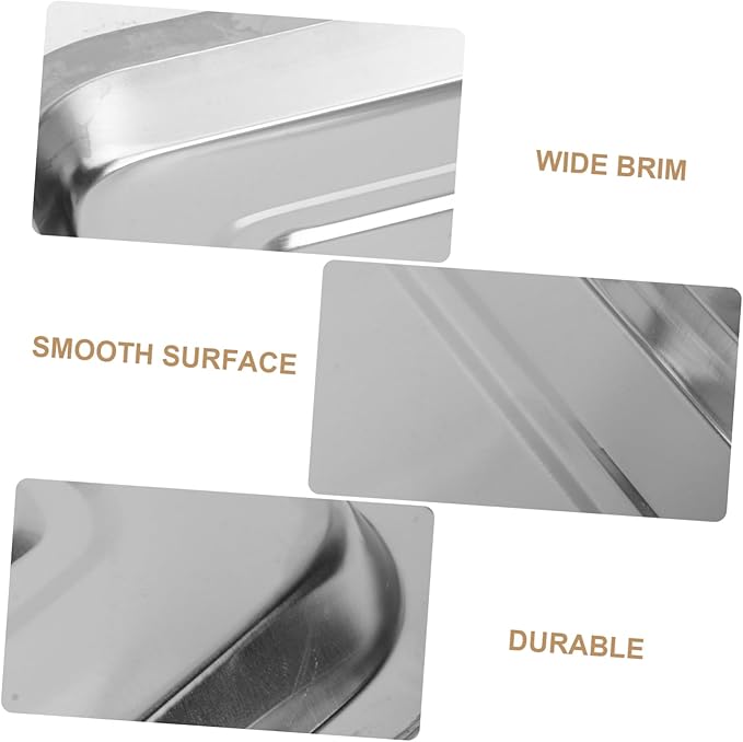 4pcs Stainless Steel Serving Tray Silver Food Plate Snack Plate Decorative Trays for Home Restaurant Clean Fruit Bread Cake