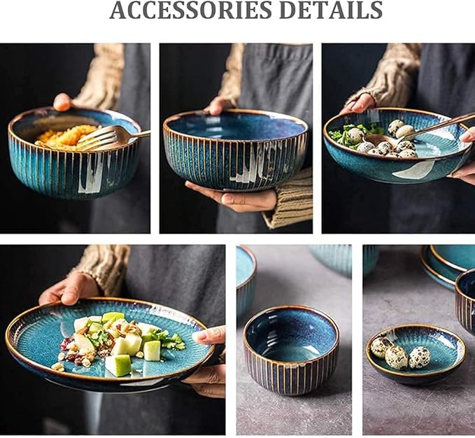 Dinnerware Sets - Luxury Gift Dishes Service Set, 14 Pieces Dinnerware Sets, Ceramics Dinner Set, Dishes Tableware Set, Complete Porcelain Combination, Creativity Nordic Style Dinner Plates