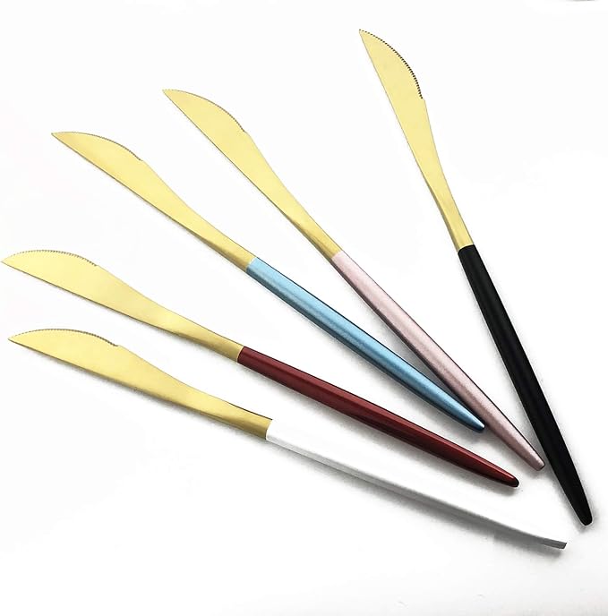Silverware Set, Hand polished Matte Gold Red Flatware Cutlery Set Service for 4, Satin Finish 20 Pieces 18/10 Stainless Steel Utensils Set for Home and Restaurant, Dishwasher Safe