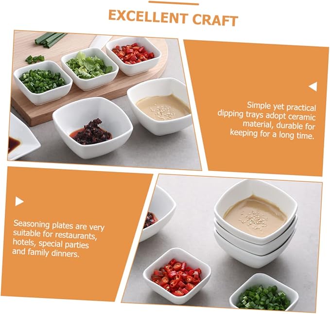 Alipis 8pcs Ceramic Dipping Bowl Solid Color Condiment Plates for Sauces Snacks and Appetizers for Restaurants and Home Use