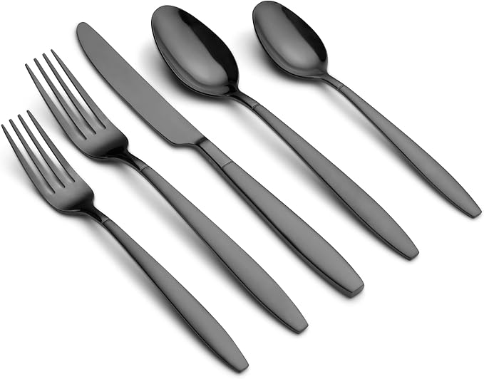 Cambridge 514445GZR Mathison Black Sand/Mirror 45-Piece Flatware Set