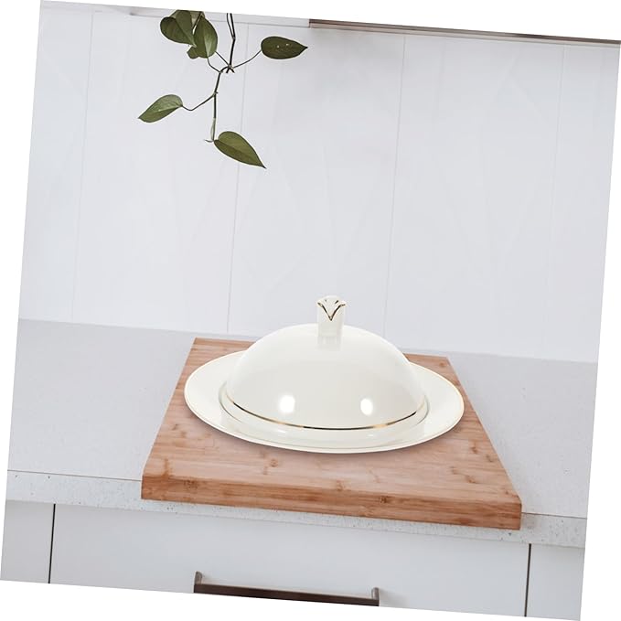 OUNONA Household Ceramic Plate Lid Dinner Plate Smooth Edges for Versatile Use