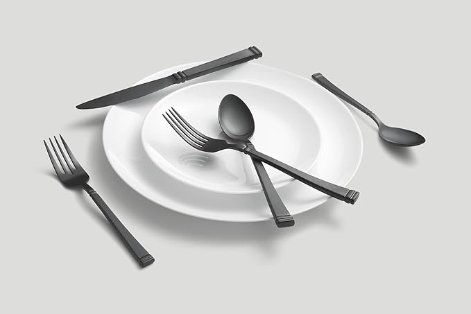 Cambridge Gunmetal Riley Piece Flatware Set, 20 Count (Pack of 2)