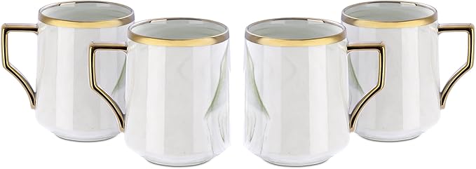 20 Piece Plates and Bowls Sets, Fine China Artisan Marbled Dinner Set for 4, Dishwahser Safe, Scratch Resistant, Green with Gold Line