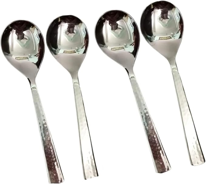 BONA FIDE steel Serving Spoons Set of 4 Indian Dinnerware Serve ware, spoon set size 8 inch long,serving spoon,Traditional Utensils Kitchen Dinning Accessory,