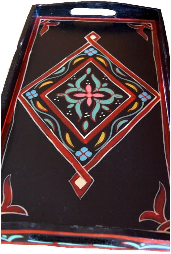 Serving Tray Platter Wood Tea Coffee Snacks Handmade Decorative Black