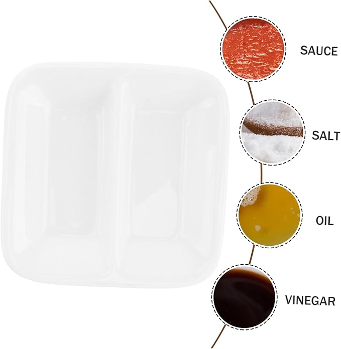 LIFKOME 2pcs Pure White Ceramic Snack Plate Condiment Plate Sauce Dishes Serving Tray Lid for Appetizers Birds Pets Charcuterie