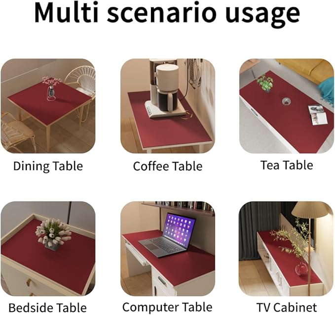 Table Pads for Dining Room Table for Dining Room Table - Can Be Used On Both Sides Waterproof and Easy to Clean Good Flatness Used for Dining Table(Black+Wine Red 46x72)