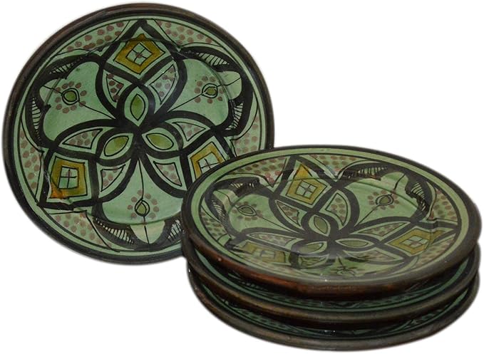 Moroccan Ceramic Plates Handmade Appetizer Tapas Serving Set of Four
