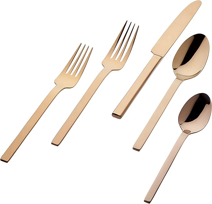 Godinger Flatware Set Copper Mirror Cutlery Atlas - 20 Piece Set