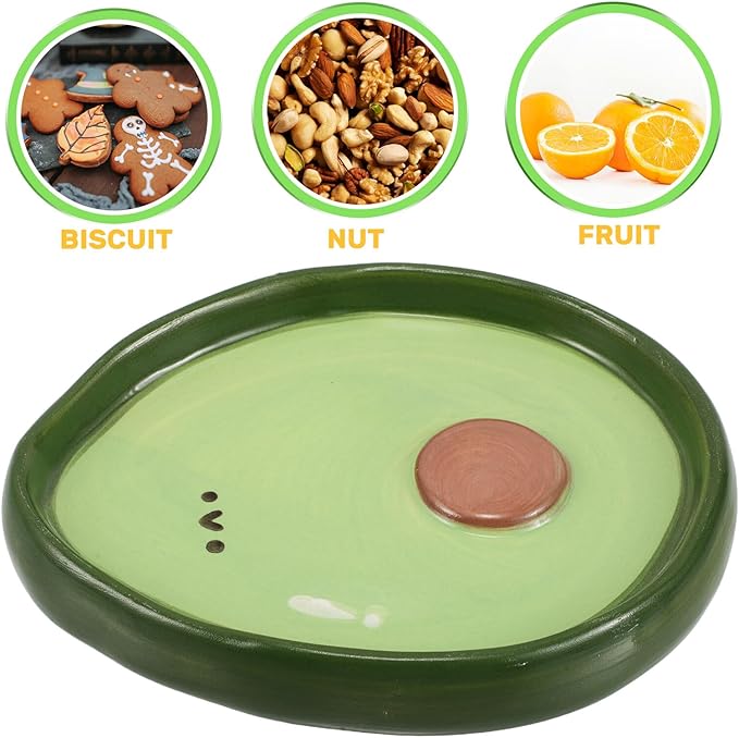 PRETYZOOM Porcelain Fruit Plate Avocado-shaped Ceramic Appetizer Plate 4-inch Hand-painted Small Dessert Dish for Home Dining and Snack Serving