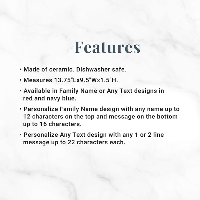 Let's Make Memories Personalized Stoneware Entertaining Platter - For Entertaining - Navy Platter - Ceramic Tableware - Customized With Any Message
