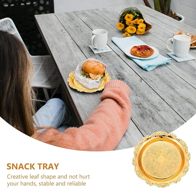 BESTonZON 1set Creative Golden Fruit Plate with Rack Snack Dish Collection for Appetizers Desserts and Fruits Elegant Serving Tray for Home Parties and Gatherings