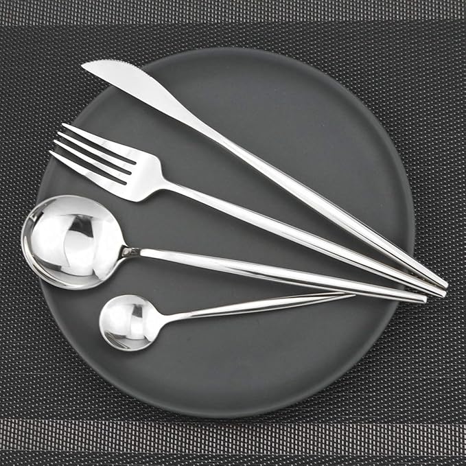 Gugrida 40-Piece Silverware Set 18/10 Stainless Steel Reusable Utensils Forks Spoons Knives Set, Mirror Polished Cutlery Flatware Set, Great for Family Gatherings & Daily Use (Service for 10, Silver)