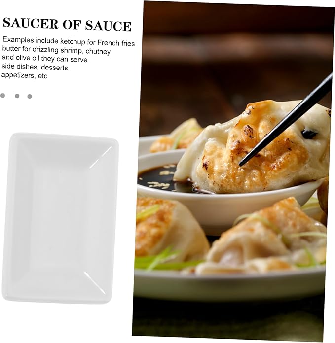 BESTYASH 6 Pcs Snack Dish Seasoning Dish White Tray Mini Seasoning Dishes Condiment Dishes Soy Sauce Dish Appetizer Plates Platter 、 Rectangular Dipping Dish Sauce Dishes Serving re-usable