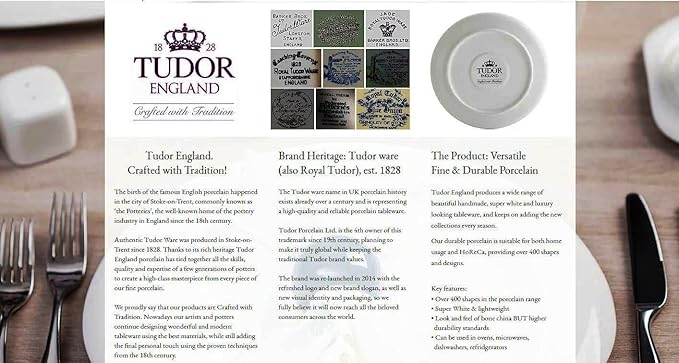 Tudor Royal Collection 24-Piece Premium Quality Round Porcelain Dinnerware Set, Service for 6 - HENNA BLUE, See 10 Designs Inside