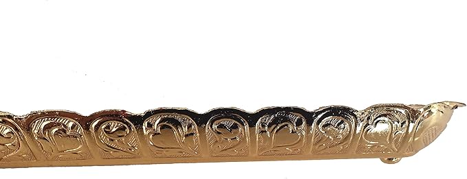 Turkish Ottoman Coffee Tea Beverage Serving Wavy Tray 14.2 * 5.5 inch Suitable for Serving 2 Cups, Weight 350 Grams (Gold)