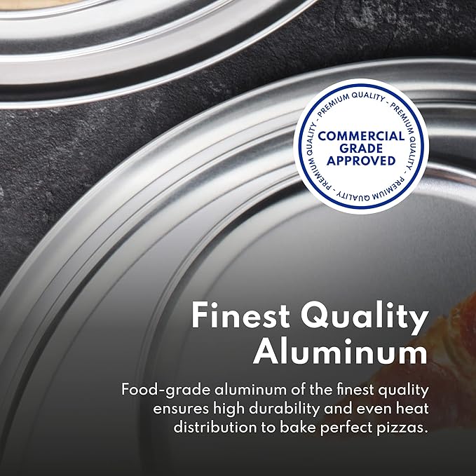 New Star Foodservice 50905 Pizza Pan/Tray, Wide Rim, Aluminum, 16 Inch, Pack of 6