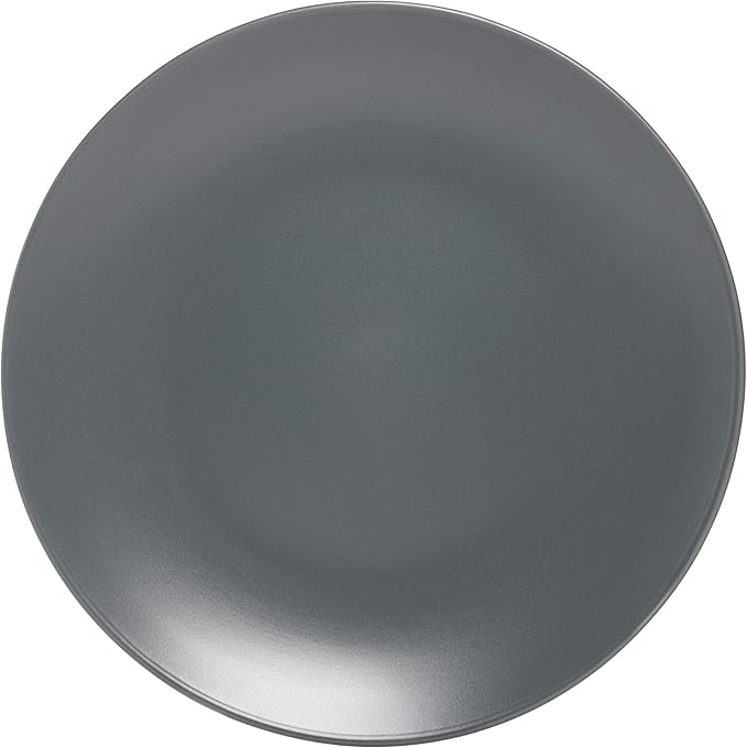 10 Strawberry Street Wazee Matte 8.25" Coupe Salad Plate, Set of 6, Charcoal Gray