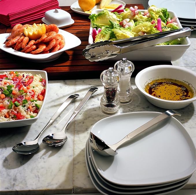 Amefa Stainless Steel Serving Set 3 Piece Kitchen Essentials Pasta/Sauce Set: Spaghetti Server, Serving Spoon, Large Ladle