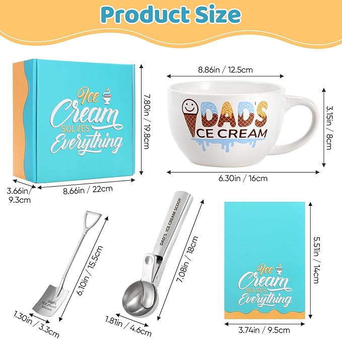 Christmas Gifts for Dad from Daughter Son Dad's Gifts for Father's Day Birthday Ice Cream Bowl and Scoop Dad's Ice Cream Bowl Shovel Set Present