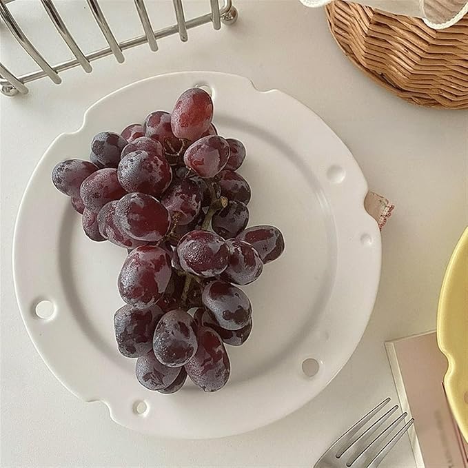SONGCHAO Party Supplies Creative Ceramic Plate Yellow Cute Matte Cheese Shape Breakfast Plate Home Kitchen Snack Plate Dessert Cake Plate Party Plates (Color : A)