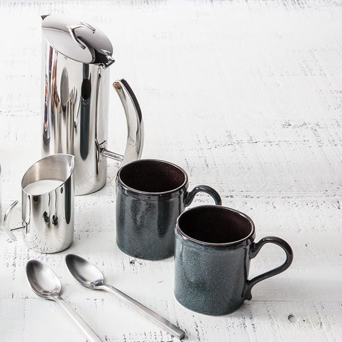 D&V 6 Piece Stōn Porcelain Dinnerware Mug Set, 9 oz, Twilight