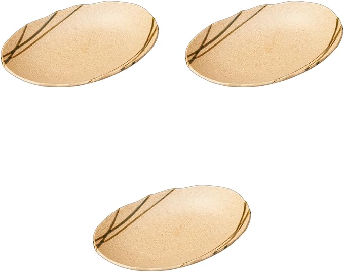 Set of 3, Iga Oribe Fruit Plate, 7.9 x 5.6 x 1.2 inches (20 x 14.2 x 3 cm) | Setomonohonpo, Oval Plate, Ceramic, Porcelain
