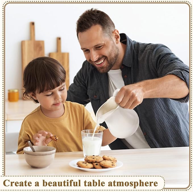 Nuanchu 2 Pcs 16 oz Creamer Milk Pitcher, Classic White Porcelain Creamer with Handle, Ceramic Maple Syrup Dispenser, Coffee Dairy Container for Milk Sauce Salad, Microwave