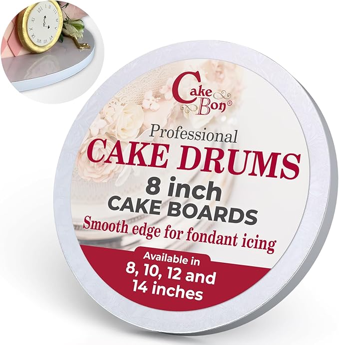 Cakebon Round Cake Boards - Sturdy 1/2 Thick Drums - 8 Inch Professional Smooth Straight Edges White 1-Pack