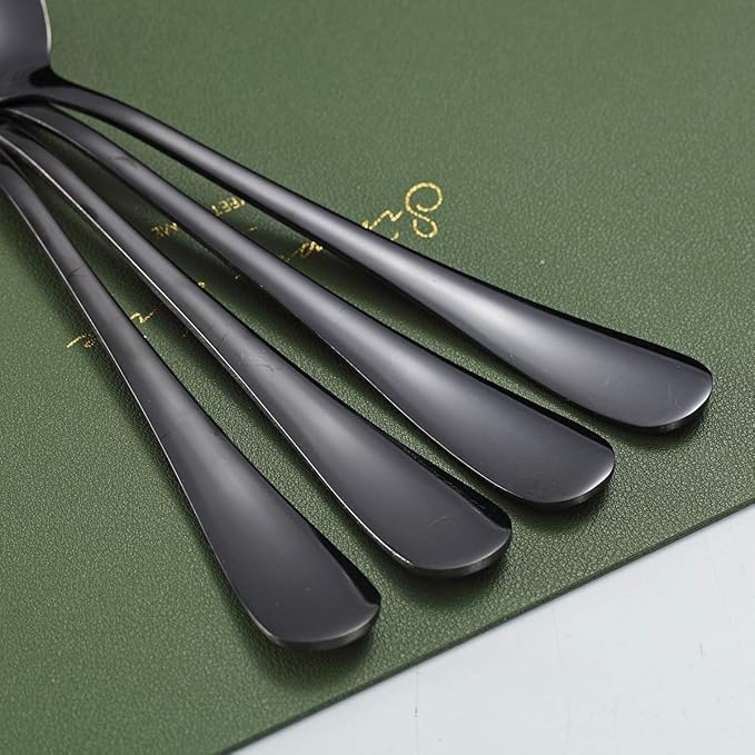 Black Kyraton Titanium Plating Serving Set - 4 Pieces, Includes 2 Spoons and 2 Slotted Spoons
