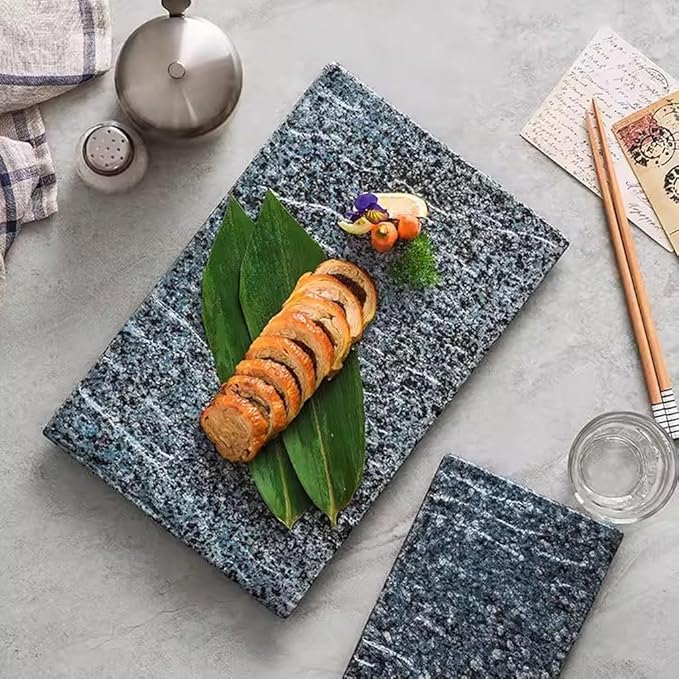 Kitchen Plates Rectangular Ceramic Tray Barbecue Plate Restaurant Dessert Plate Sushi Plate Appetizer Plate Kitchen Dinner Plate Restaurant Plates(26cm)