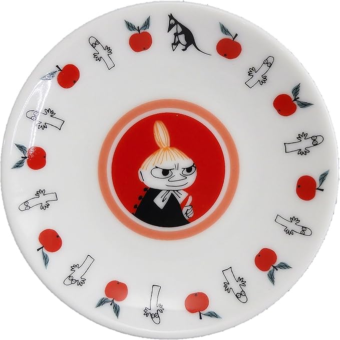 MOOMIN MM5702-324P 2-Piece Set Ceramic Dumpling Plate, Soy Sauce Plate, Geometric Pattern, Modern Geometric Style, Little My, Round, 9x9x15cm, Microwave & Dishwasher Safe, Made in Japan