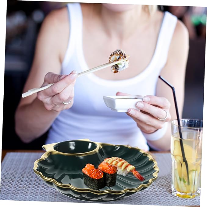 BESTOYARD 1pc Dumpling Plate Vinegar Dish Versatile Serving Platter for Appetizers Sushi French Fries More Stylish Shell-shaped Design for Homes and Restaurants