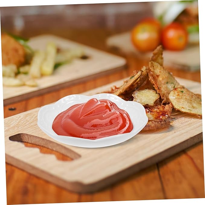 4pcs Ceramic Appetizer Plates Multipurpose Sauce Dishes for Dipping Seasoning Condiments Elegant Floral Design for Home Parties and Celebrations