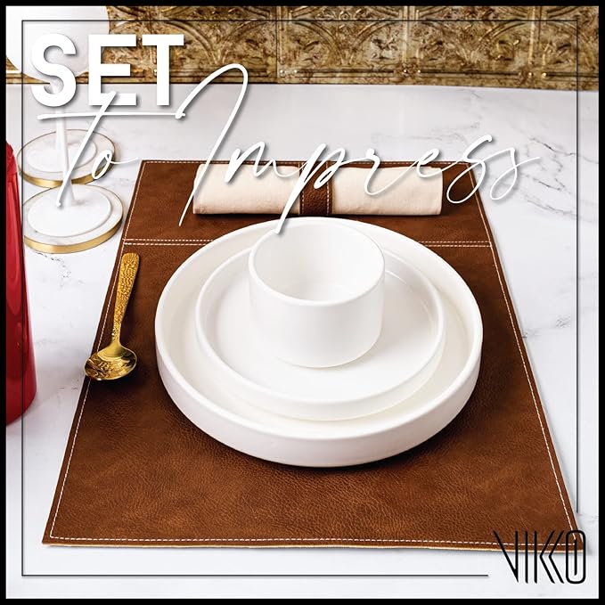 Vikko Modern Soup Bowls, Set of 4 Matte White Porcelain Bowls, Stackable 14 oz Elegant Restaurant Style Soup Bowl Set, Microwave and Dishwasher Safe