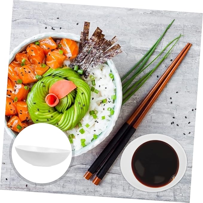 6 Pcs Ingot Bowl Mustard Bowl Appetizer Plates Ceramic Condiment Dishes Sauce Dishes Ceramic Household Bone Bowls Ceramic Dipping Plates Small Ceramics Delicate Dip in Water White