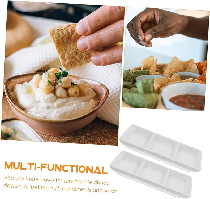 2Pcs Ceramic Snack Plates Rectangular Dishes for Dipping Seasoning and Appetizers Versatile Use for Home School and Restaurants