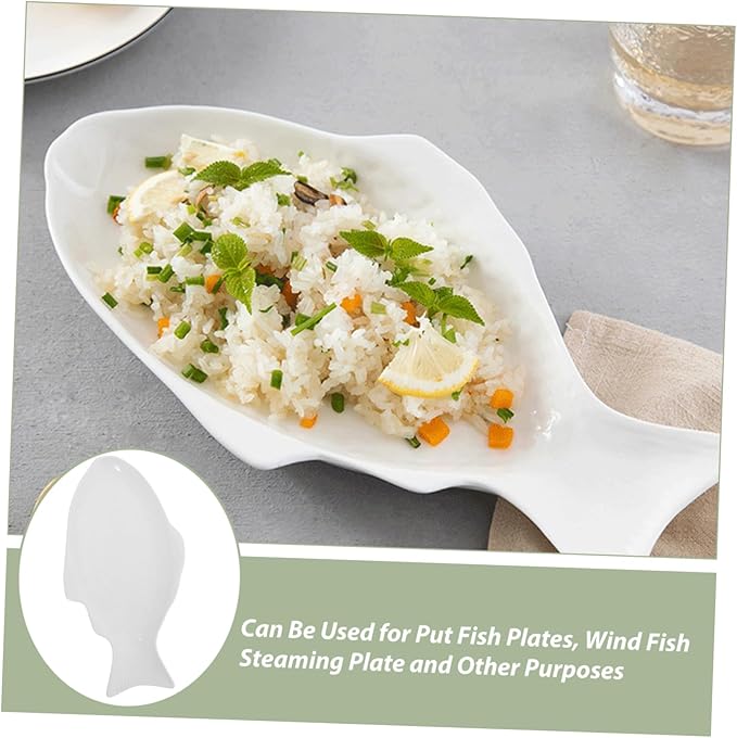 Zerodeko Ceramic Fish Shaped Platter for Serving Snacks Unique Design for Home and Restaurant Creative Tableware for Appetizers Fruits and Seafood Dishes