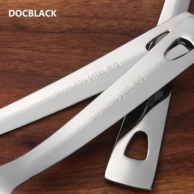 DOCBLACK 13 Inch Serving Spoons Set of 6, Heavy Duty Stainless Steel Buffet Spoons with Long Handle for Kitchen, Restaurant, Party, Dishwasher Safe (Silver, 6PCS)